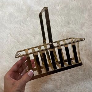 Brass Tone Decorative Napkin & Letter Holder Basket or butter pat holder!